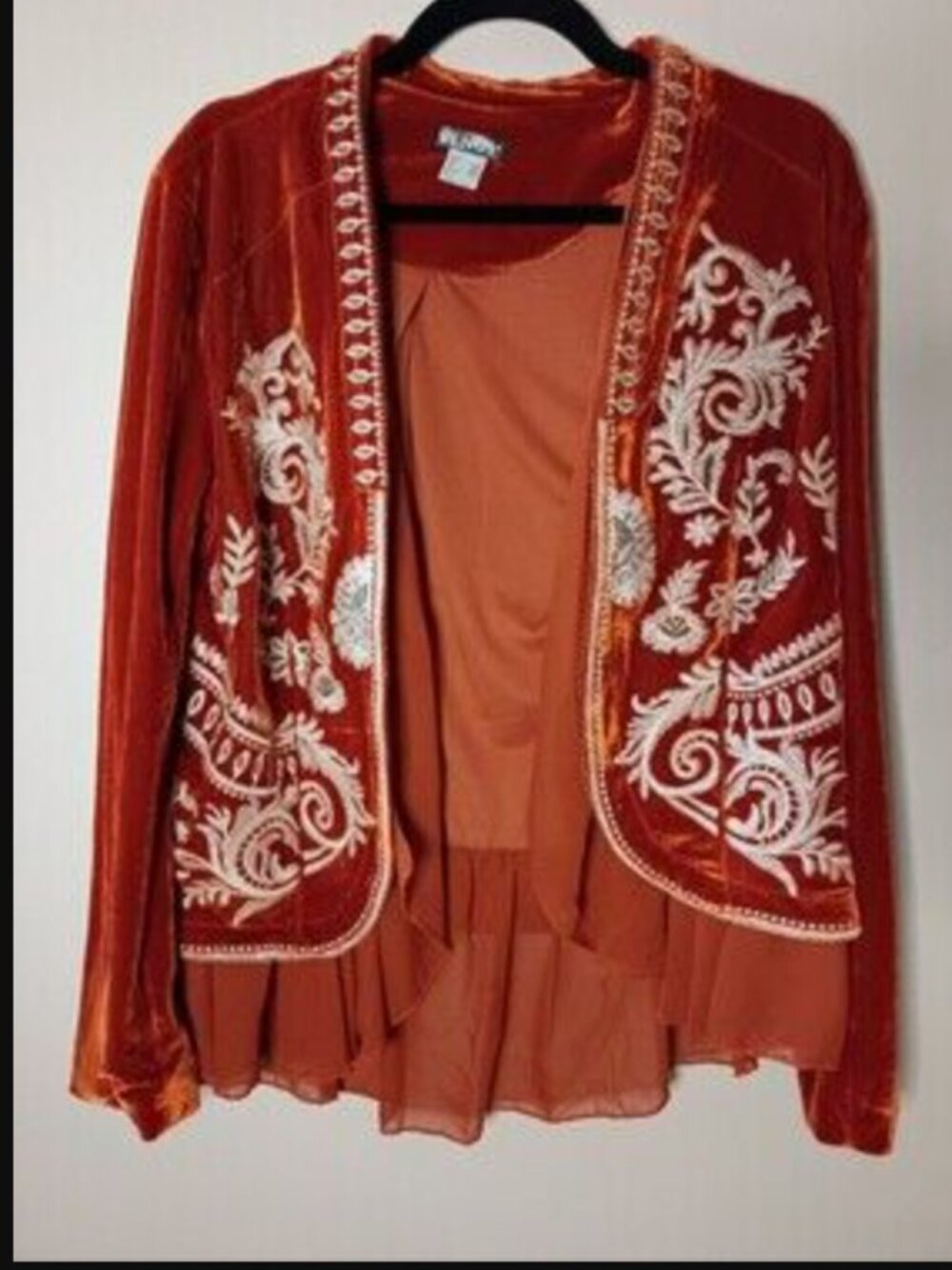 Orange velvet cardigan by Venus Womens XL - Picture 2 of 4